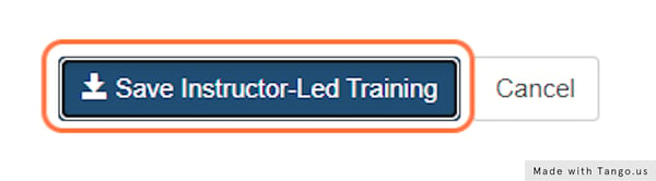 Click on  "Save Instructor-Led Training" to confirm creation.