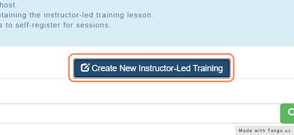 Click on  "Create New Instructor-Led Training"